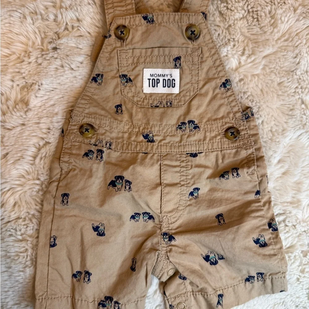 Carter's Beige Overalls with Dog Print